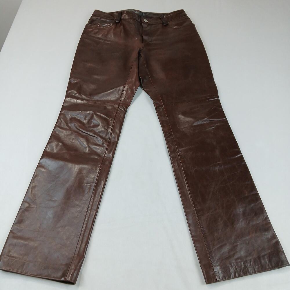 3 PC GAP Leather Boot Cut Pants Womens 28 x 29 Lined 5 Pocket Jeans Style Biker - Picture 11 of 16